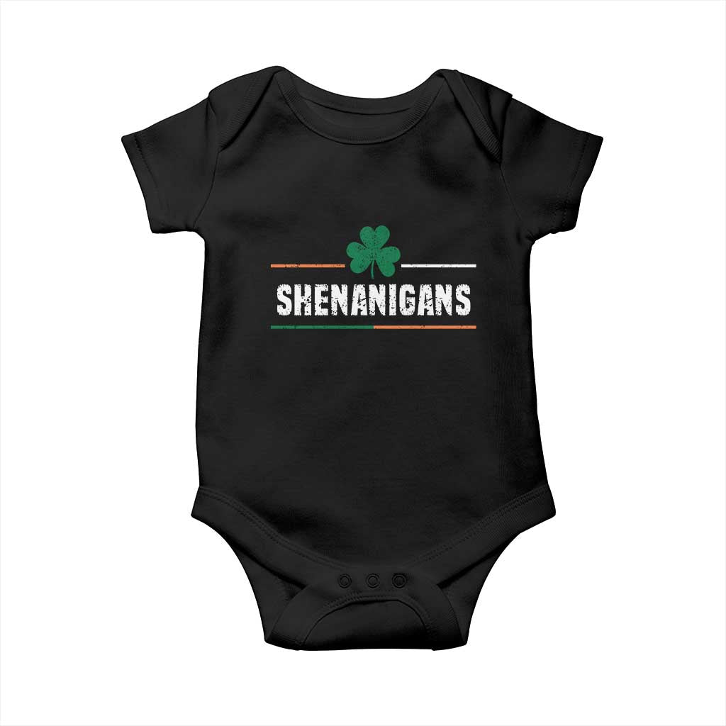 Funny St Patricks Day Matching Baby Onesie Shenanigans Irish Shamrock TS02 Black Print Your Wear