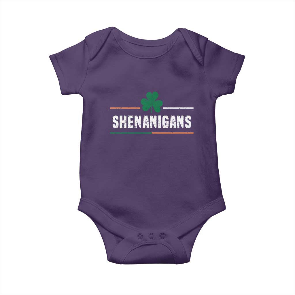 Funny St Patricks Day Matching Baby Onesie Shenanigans Irish Shamrock TS02 Purple Print Your Wear
