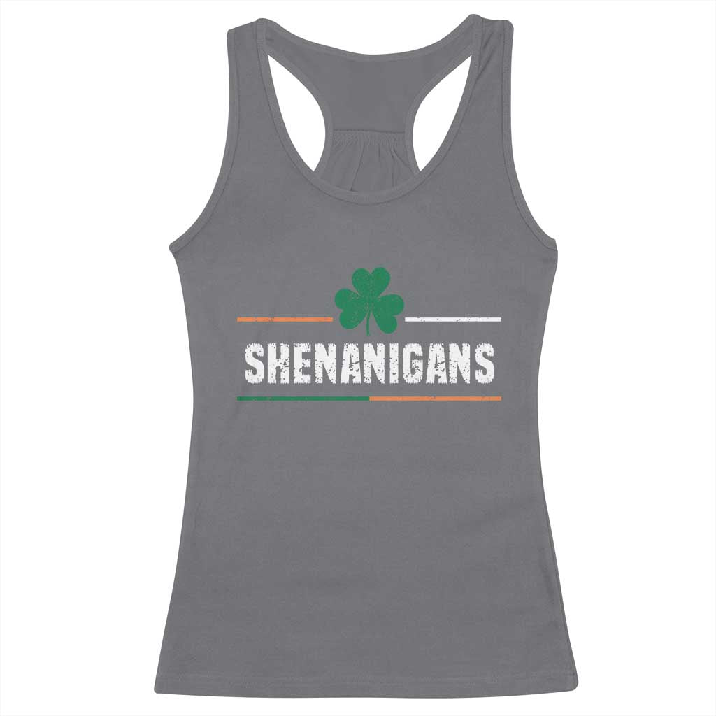 Funny St Patricks Day Matching Racerback Tank Top Shenanigans Irish Shamrock TS02 Charcoal Print Your Wear