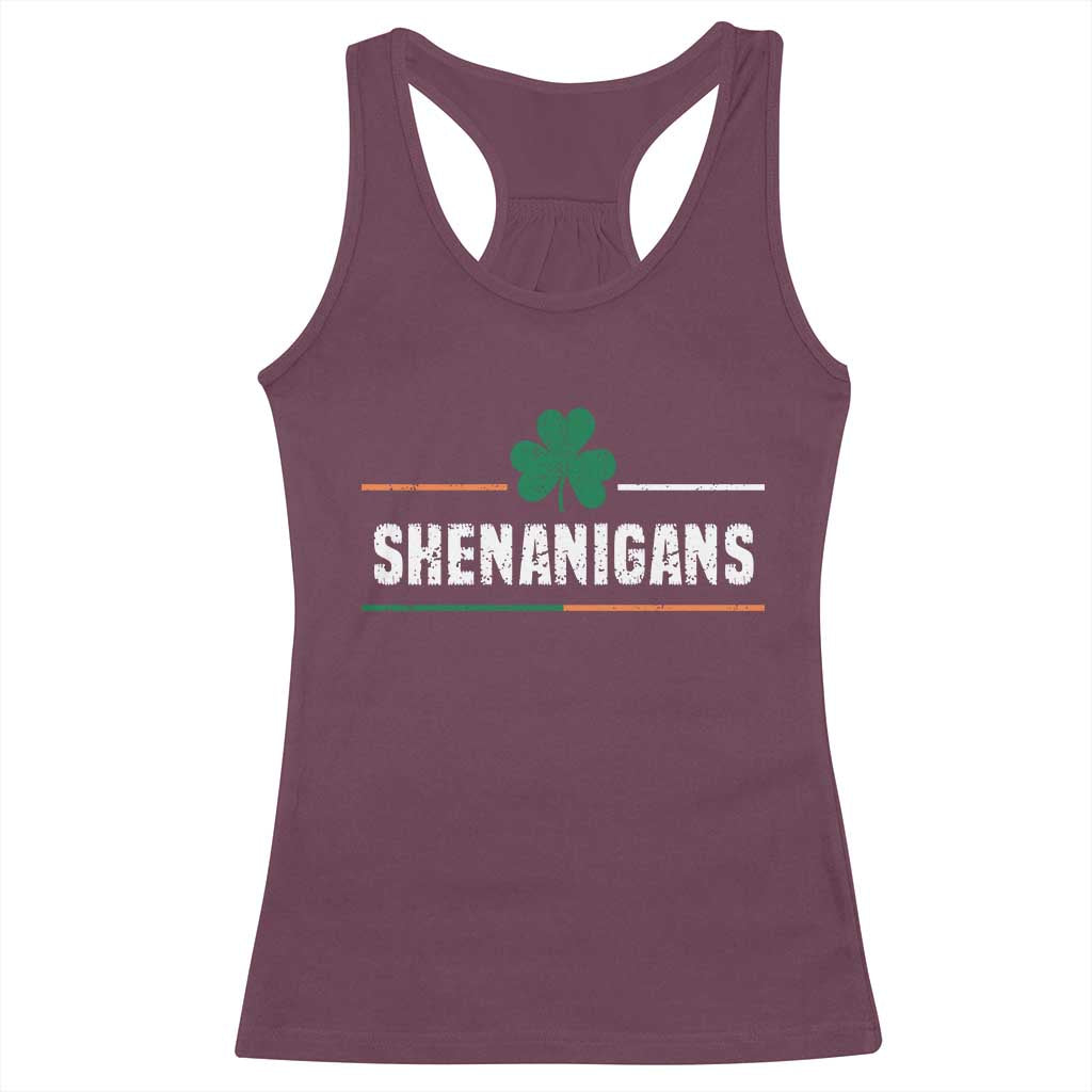 Funny St Patricks Day Matching Racerback Tank Top Shenanigans Irish Shamrock TS02 Maroon Print Your Wear