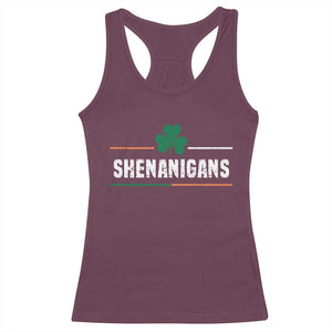 Funny St Patricks Day Matching Racerback Tank Top Shenanigans Irish Shamrock TS02 Maroon Print Your Wear