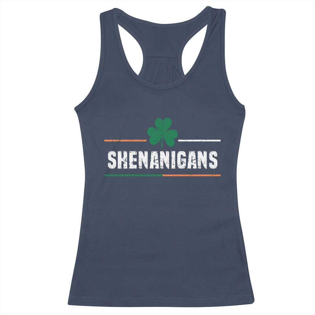 Funny St Patricks Day Matching Racerback Tank Top Shenanigans Irish Shamrock TS02 Navy Print Your Wear