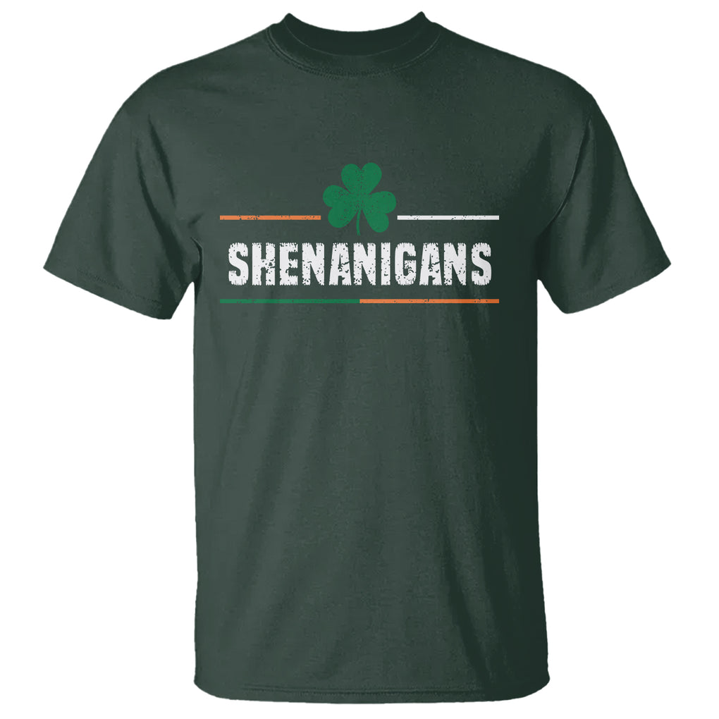 Funny St. Patricks Day Matching T Shirt Shenanigans Irish Shamrock TS02 Dark Forest Green Printyourwear