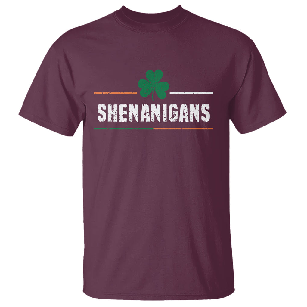 Funny St. Patricks Day Matching T Shirt Shenanigans Irish Shamrock TS02 Maroon Printyourwear