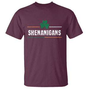 Funny St. Patricks Day Matching T Shirt Shenanigans Irish Shamrock TS02 Maroon Printyourwear