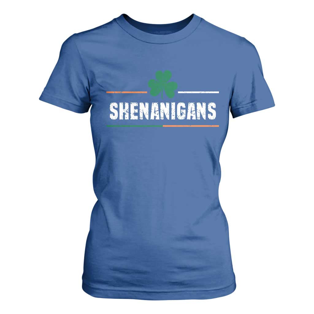 Funny St Patricks Day Matching T Shirt For Women Shenanigans Irish Shamrock TS02 Royal Blue Print Your Wear
