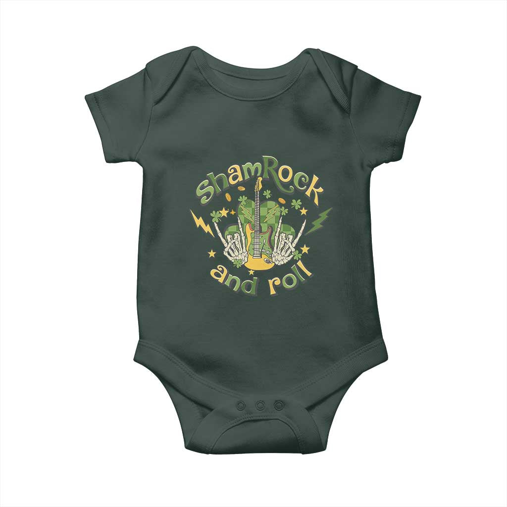 Funny St Patricks Day Baby Onesie Shamrock 'N Roll Irish Music Rocking Skeleton Hand with Guitar TS02 Print Your Wear