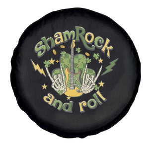 Funny St Patricks Day Spare Tire Cover Shamrock 'N Roll Irish Music Rocking Skeleton Hand with Guitar TS02 Print Your Wear
