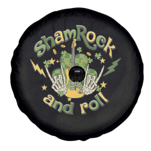 Funny St Patricks Day Spare Tire Cover Shamrock 'N Roll Irish Music Rocking Skeleton Hand with Guitar TS02 Print Your Wear