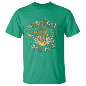Funny St. Patricks Day T Shirt Shamrock 'N Roll Irish Music Rocking Skeleton Hand with Guitar TS02 Irish Green Printyourwear