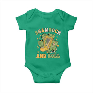 Funny St Patricks Day Baby Onesie Shamrock 'N Roll Irish Music Celtic Harp TS02 Irish Green Print Your Wear