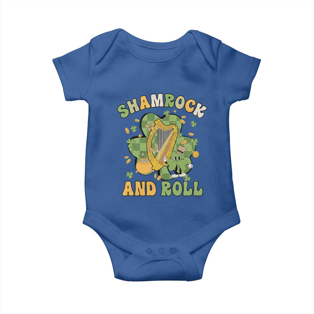 Funny St Patricks Day Baby Onesie Shamrock 'N Roll Irish Music Celtic Harp TS02 Royal Blue Print Your Wear