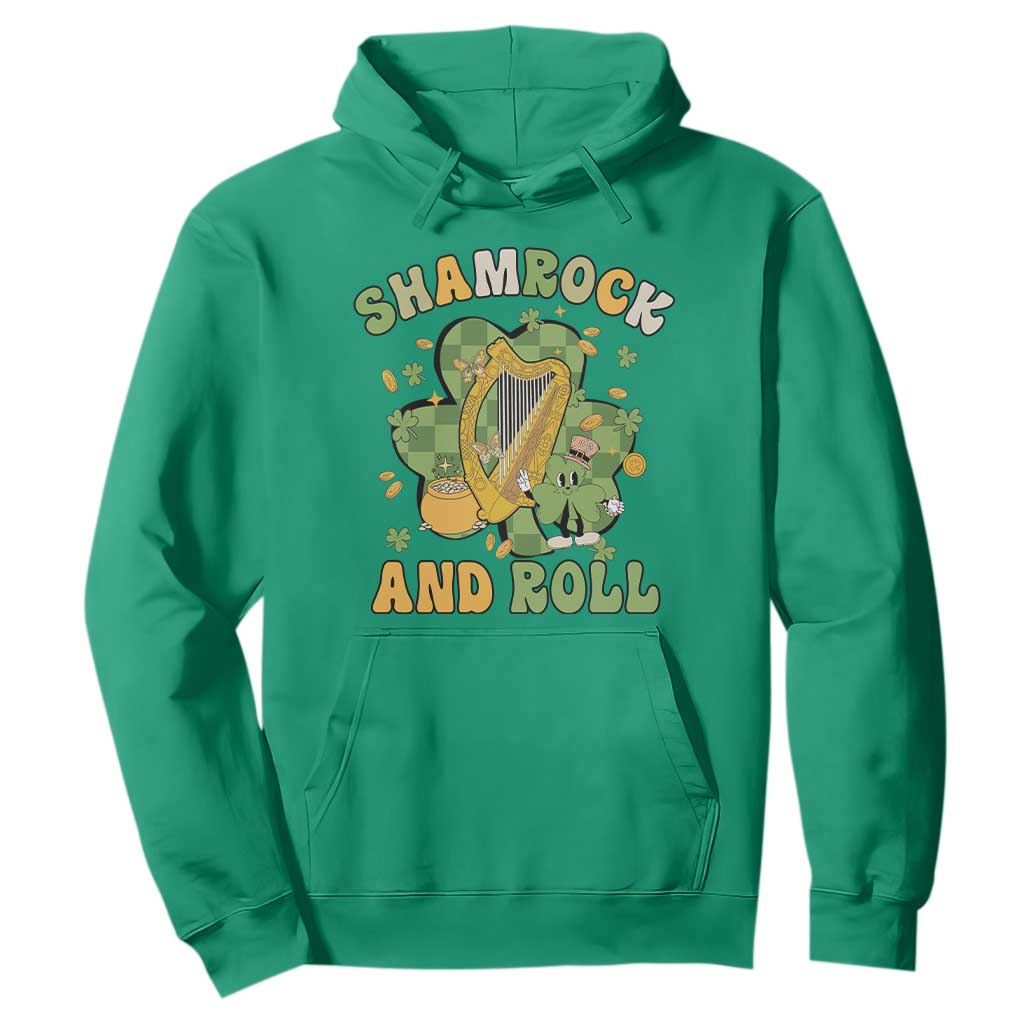 Funny St. Patricks Day Hoodie Shamrock 'N Roll Irish Music Celtic Harp TS02 Irish Green Printyourwear