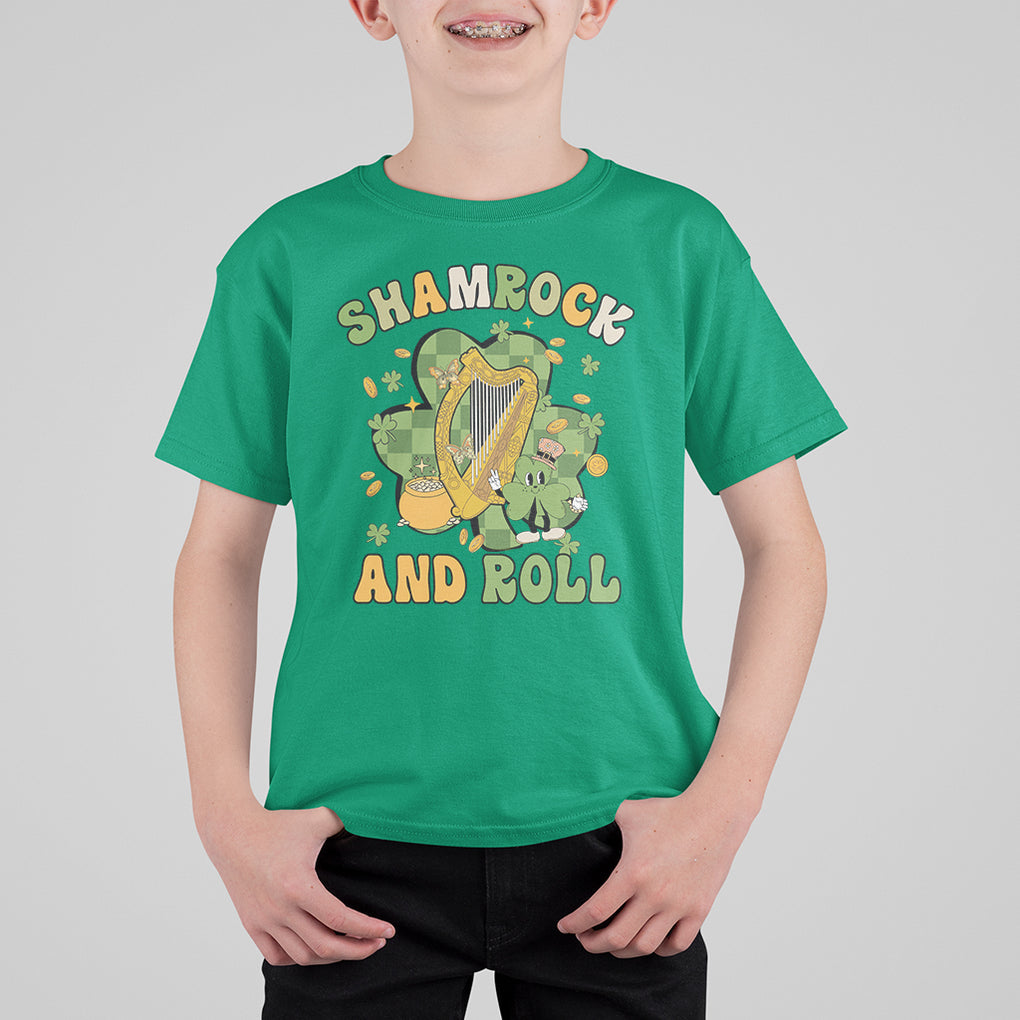 Funny St. Patricks Day T Shirt For Kid Shamrock 'N Roll Irish Music Celtic Harp TS02 Irish Green Printyourwear