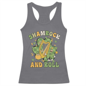 Funny St Patricks Day Racerback Tank Top Shamrock 'N Roll Irish Music Celtic Harp TS02 Charcoal Print Your Wear
