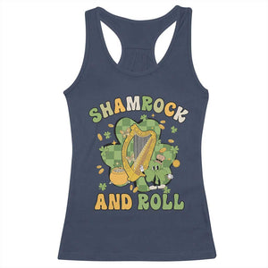 Funny St Patricks Day Racerback Tank Top Shamrock 'N Roll Irish Music Celtic Harp TS02 Navy Print Your Wear