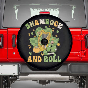 Funny St Patricks Day Spare Tire Cover Shamrock 'N Roll Irish Music Celtic Harp TS02 Black Print Your Wear