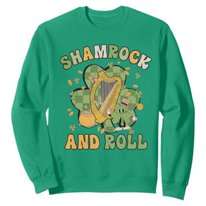 Funny St. Patricks Day Sweatshirt Shamrock 'N Roll Irish Music Celtic Harp TS02 Irish Green Printyourwear