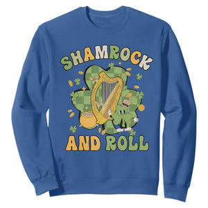 Funny St. Patricks Day Sweatshirt Shamrock 'N Roll Irish Music Celtic Harp TS02 Royal Blue Printyourwear