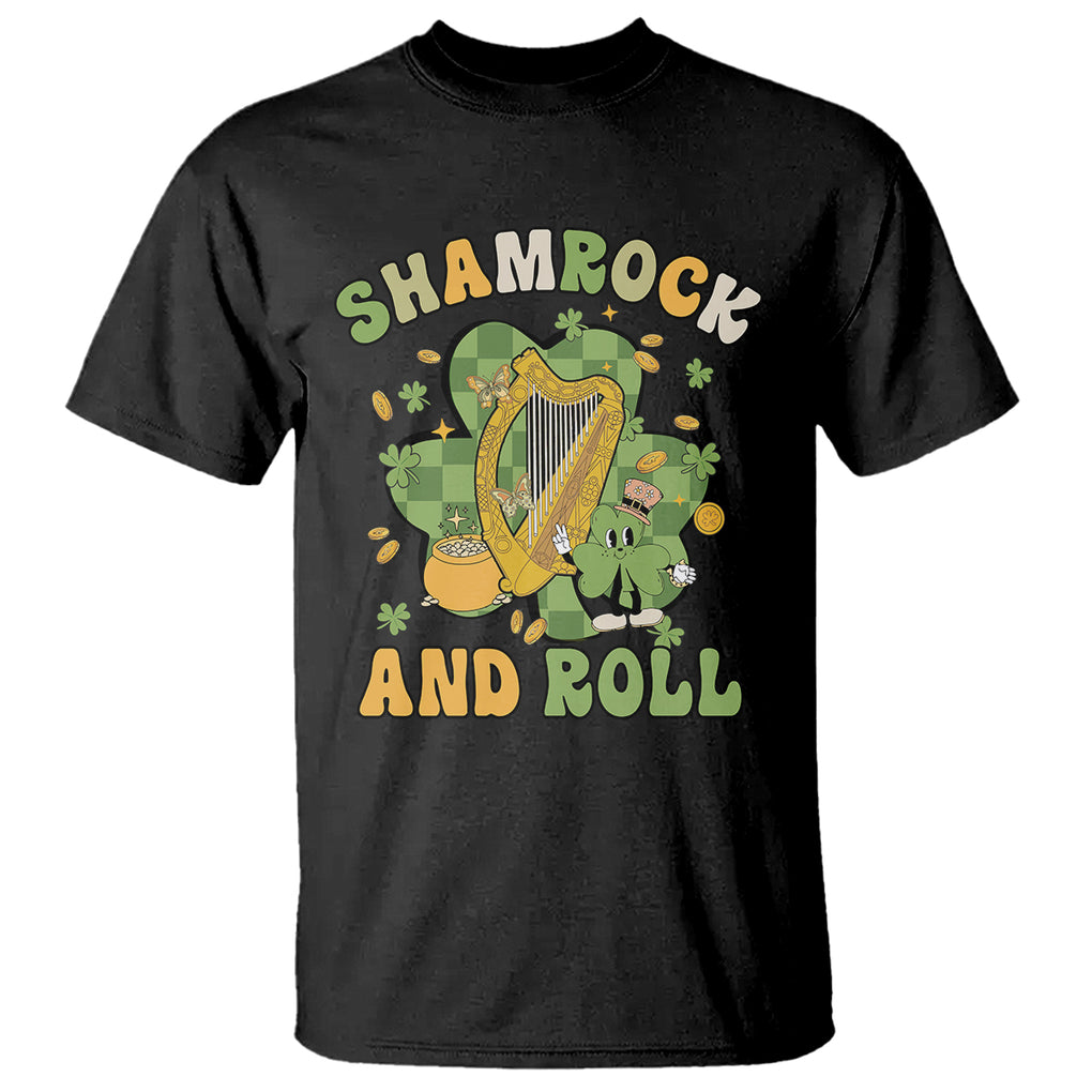 Funny St. Patricks Day T Shirt Shamrock 'N Roll Irish Music Celtic Harp TS02 Black Printyourwear