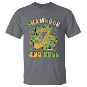 Funny St. Patricks Day T Shirt Shamrock 'N Roll Irish Music Celtic Harp TS02 Charcoal Printyourwear