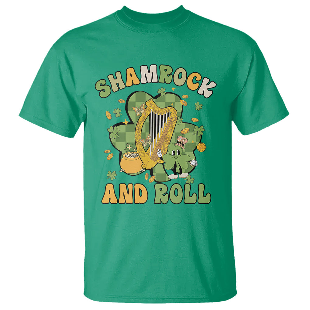 Funny St. Patricks Day T Shirt Shamrock 'N Roll Irish Music Celtic Harp TS02 Irish Green Printyourwear