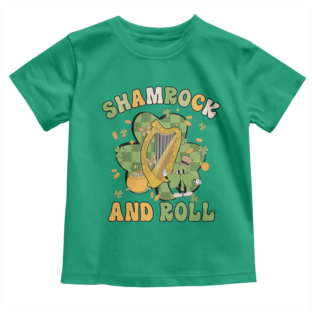 Funny St Patricks Day Toddler T Shirt Shamrock 'N Roll Irish Music Celtic Harp TS02 Irish Green Print Your Wear