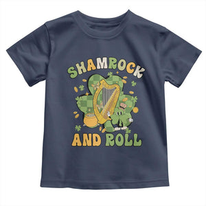 Funny St Patricks Day Toddler T Shirt Shamrock 'N Roll Irish Music Celtic Harp TS02 Navy Print Your Wear