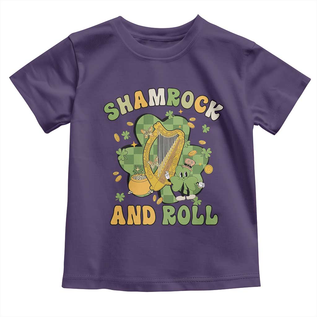 Funny St Patricks Day Toddler T Shirt Shamrock 'N Roll Irish Music Celtic Harp TS02 Purple Print Your Wear