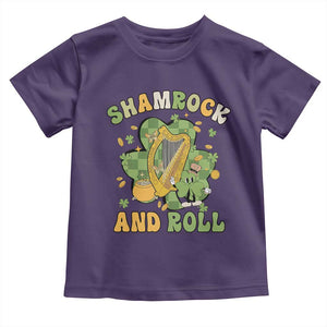 Funny St Patricks Day Toddler T Shirt Shamrock 'N Roll Irish Music Celtic Harp TS02 Purple Print Your Wear