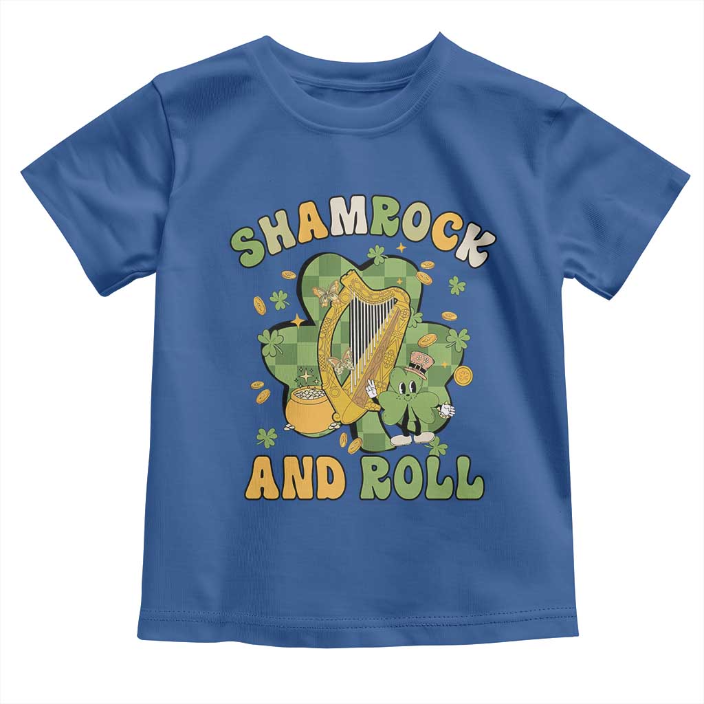 Funny St Patricks Day Toddler T Shirt Shamrock 'N Roll Irish Music Celtic Harp TS02 Royal Blue Print Your Wear