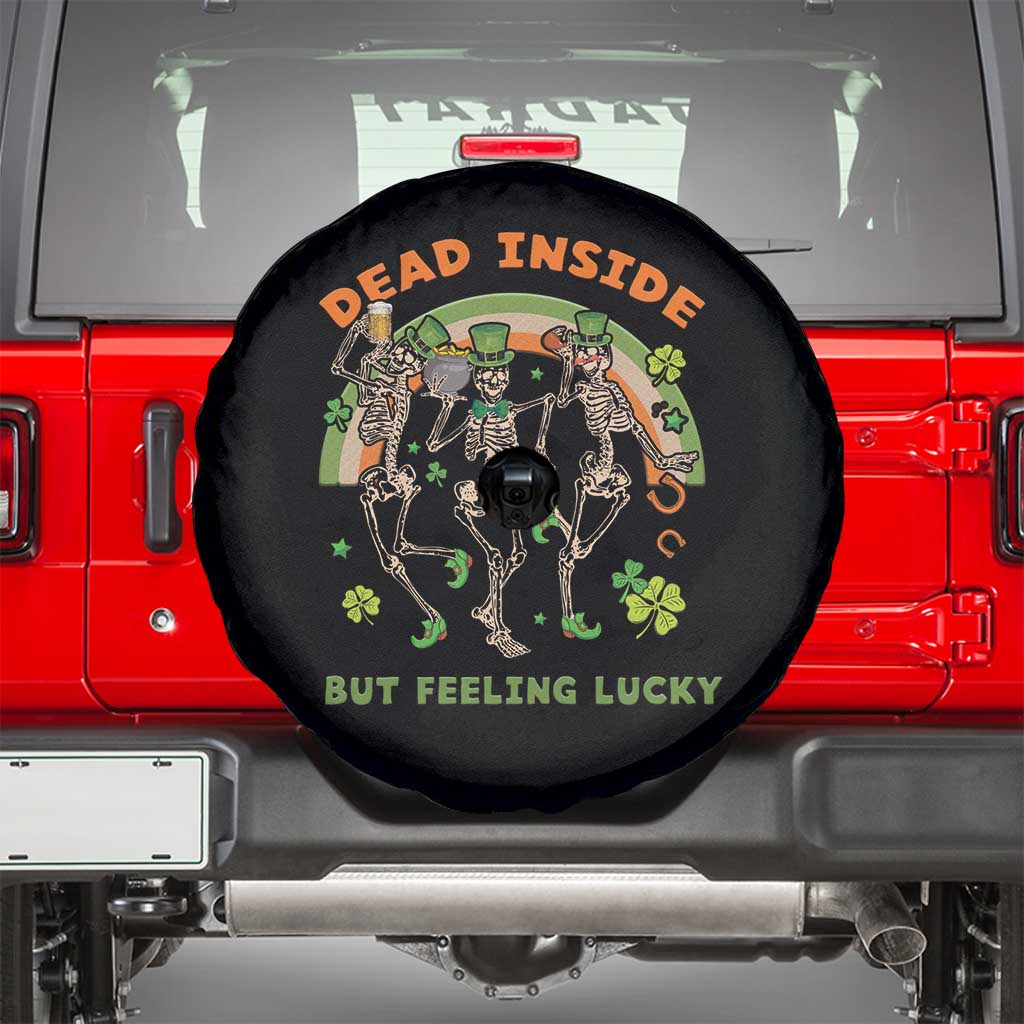 Irish Dancing Skeleton Spare Tire Cover Dead Inside But Feeling Lucky Drinking Beer St Patrick's Day TS02 Black Print Your Wear