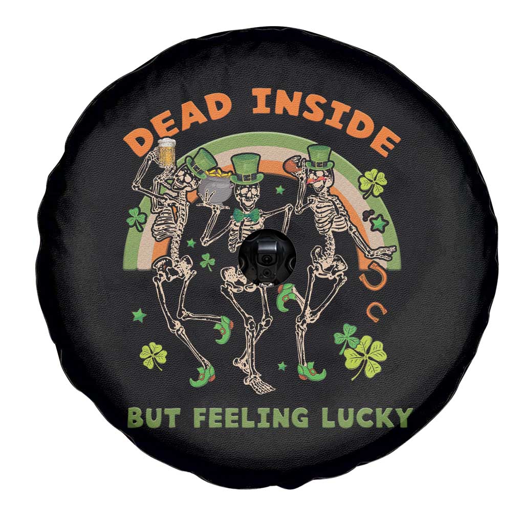 Irish Dancing Skeleton Spare Tire Cover Dead Inside But Feeling Lucky Drinking Beer St Patrick's Day TS02 Print Your Wear