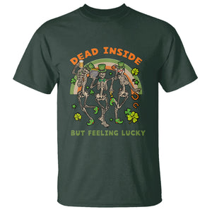 Irish Dancing Skeleton T Shirt Dead Inside But Feeling Lucky Drinking Beer St Patrick's Day TS02 Dark Forest Green Printyourwear