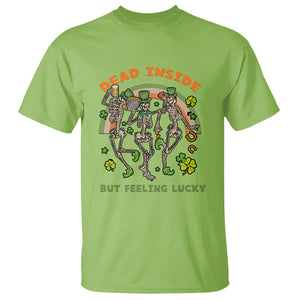 Irish Dancing Skeleton T Shirt Dead Inside But Feeling Lucky Drinking Beer St Patrick's Day TS02 Lime Printyourwear