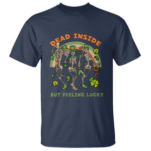 Irish Dancing Skeleton T Shirt Dead Inside But Feeling Lucky Drinking Beer St Patrick's Day TS02 Navy Printyourwear