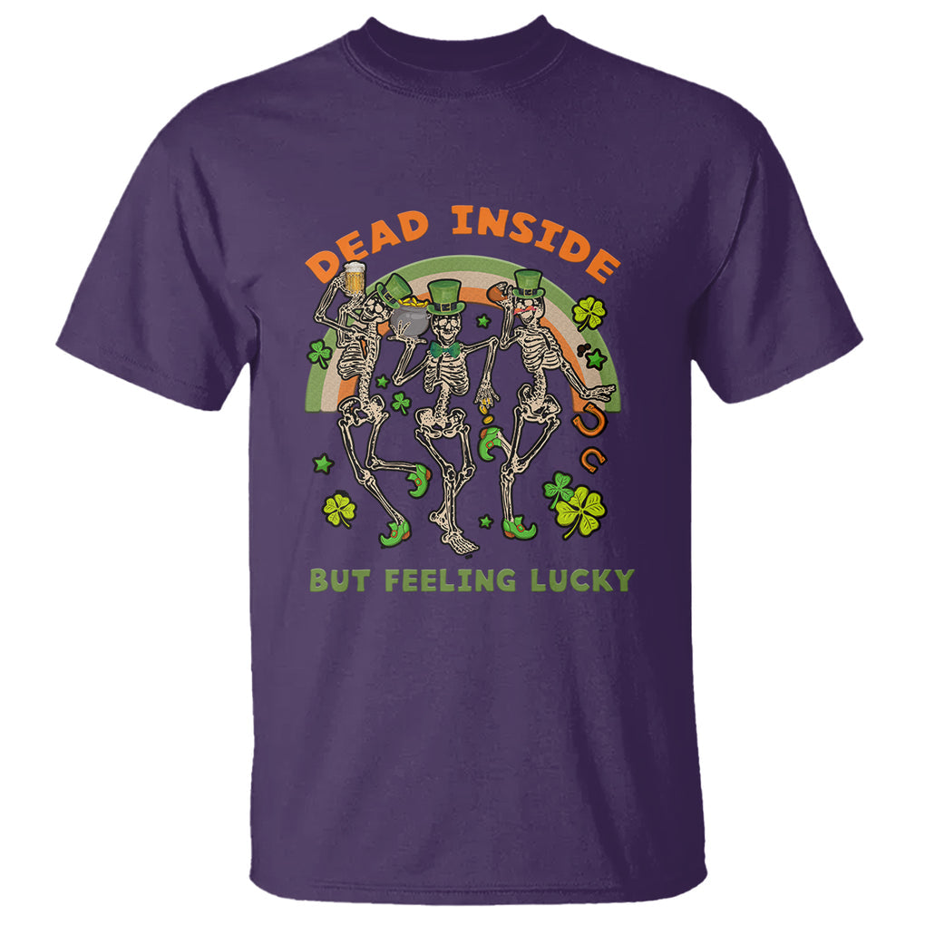 Irish Dancing Skeleton T Shirt Dead Inside But Feeling Lucky Drinking Beer St Patrick's Day TS02 Purple Printyourwear