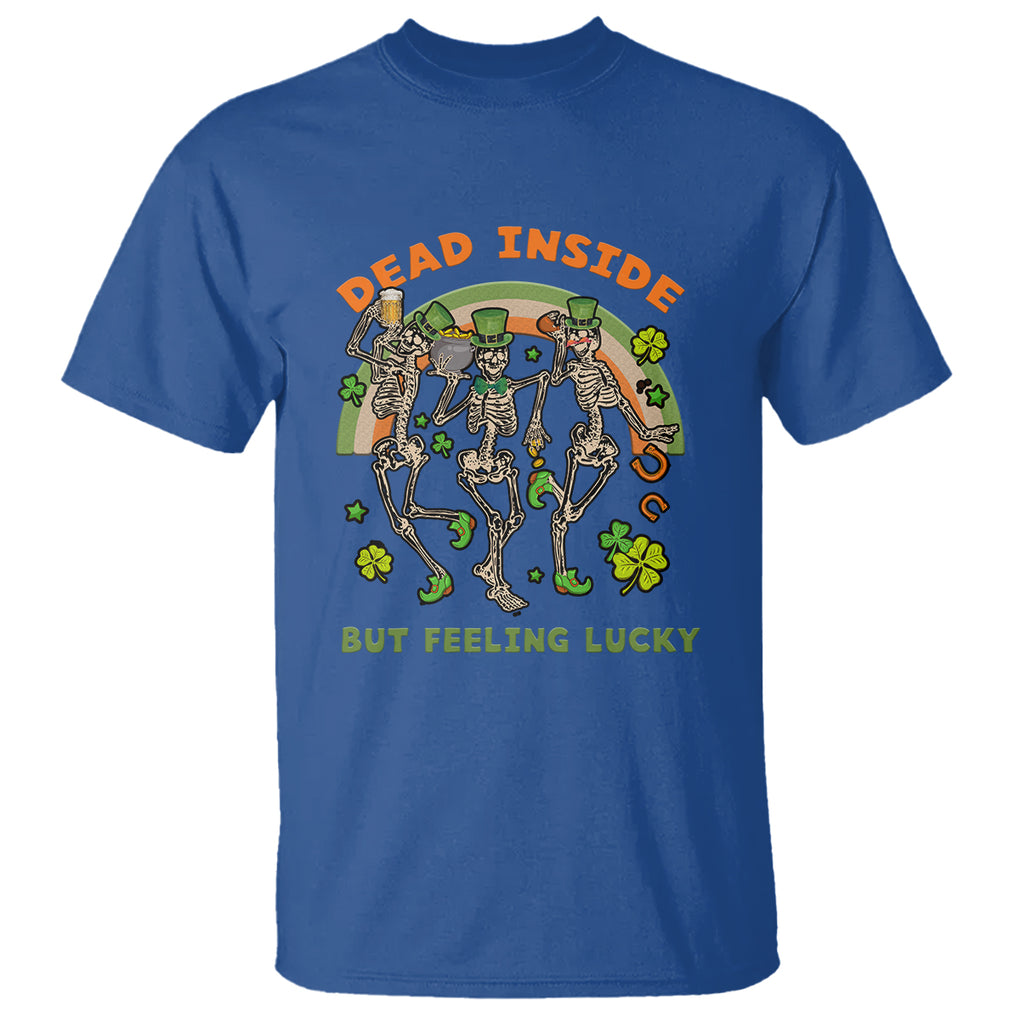 Irish Dancing Skeleton T Shirt Dead Inside But Feeling Lucky Drinking Beer St Patrick's Day TS02 Royal Blue Printyourwear