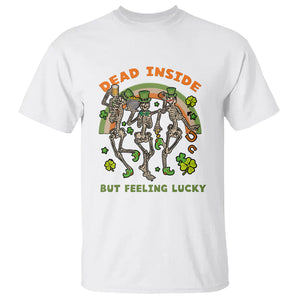 Irish Dancing Skeleton T Shirt Dead Inside But Feeling Lucky Drinking Beer St Patrick's Day TS02 White Printyourwear
