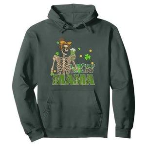 Irish Skeleton Mom Hoodie Lucky Mama Messy Bun Drinking Beer St Patrick's Day Mother's Day TS02 Dark Forest Green Printyourwear