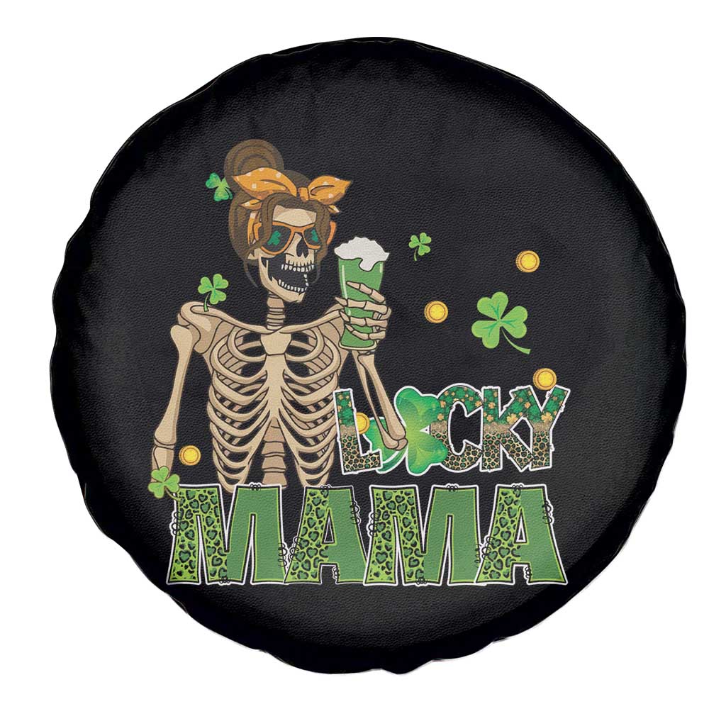 Irish Skeleton Mom Spare Tire Cover Lucky Mama Messy Bun Drinking Beer St Patrick's Day Mother's Day TS02 Print Your Wear