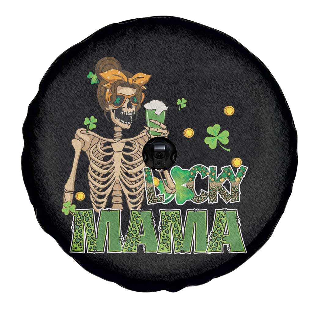 Irish Skeleton Mom Spare Tire Cover Lucky Mama Messy Bun Drinking Beer St Patrick's Day Mother's Day TS02 Print Your Wear
