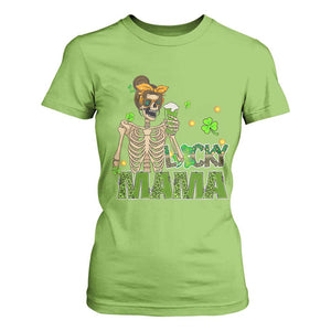 Irish Skeleton Mom T Shirt For Women Lucky Mama Messy Bun Drinking Beer St Patrick's Day Mother's Day TS02 Lime Print Your Wear