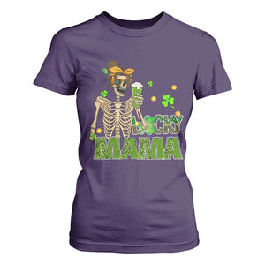 Irish Skeleton Mom T Shirt For Women Lucky Mama Messy Bun Drinking Beer St Patrick's Day Mother's Day TS02 Purple Print Your Wear