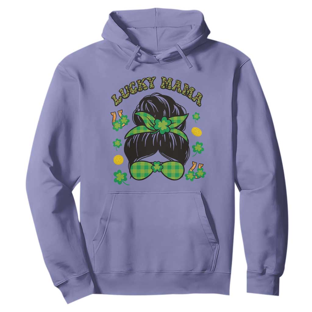 Funny St. Patricks Day Hoodie Lucky Mama Messy Bun Mom TS02 Violet Printyourwear