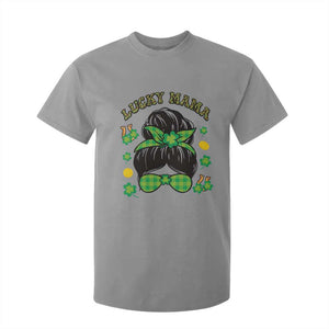Funny St Patricks Day T Shirt For Kid Lucky Mama Messy Bun Mom TS02 Sport Gray Print Your Wear