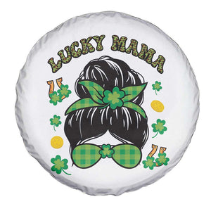 Funny St Patricks Day Spare Tire Cover Lucky Mama Messy Bun Mom TS02 Print Your Wear