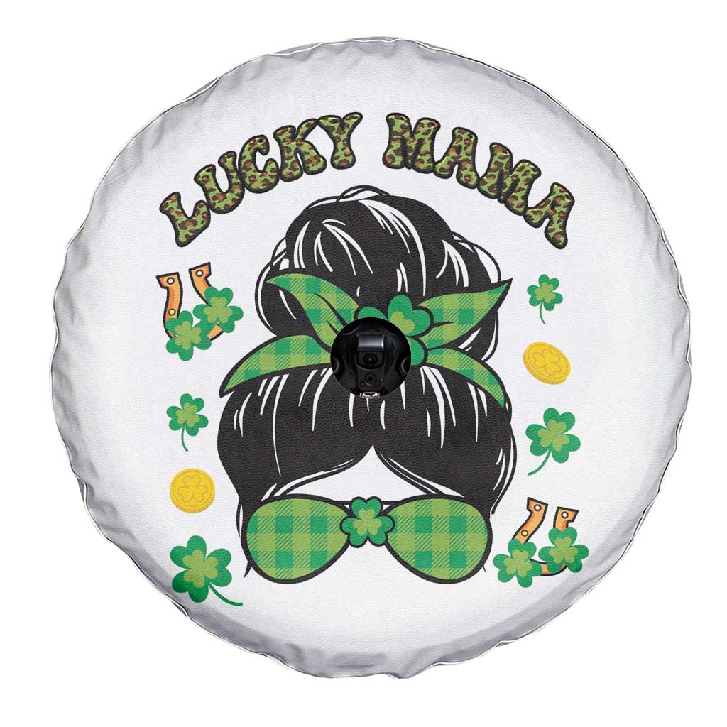Funny St Patricks Day Spare Tire Cover Lucky Mama Messy Bun Mom TS02 Print Your Wear