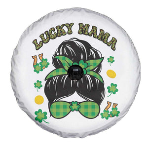 Funny St Patricks Day Spare Tire Cover Lucky Mama Messy Bun Mom TS02 Print Your Wear