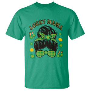 Funny St. Patricks Day T Shirt Lucky Mama Messy Bun Mom TS02 Irish Green Printyourwear
